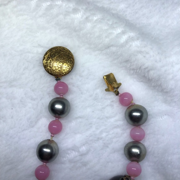 RARE Large Venetian Wedding Cake pink-Purple handmade Glass Bead Necklace 18” - Picture 8 of 15